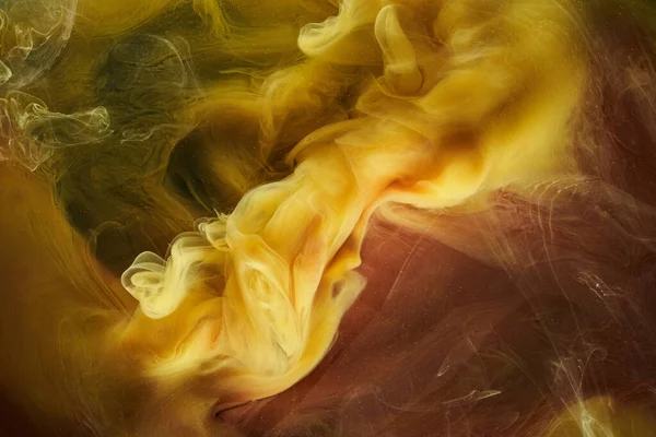 Płyn Płynny Sztuka Abstrakcyjne Tło Żółta Mieszanka Tańczących Farb Akrylowych — Zdjęcie stockowe