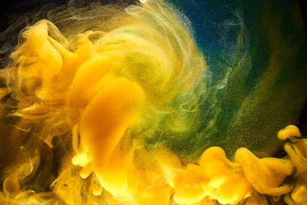 Fluido Líquido Arte Fundo Abstrato Azul Amarelo Dança Tintas Acrílicas — Fotografia de Stock