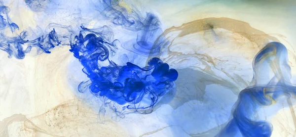 液体芸術の抽象的な背景 青いアクリル絵具水中 銀河の煙海 — ストック写真