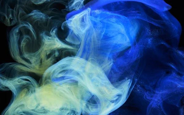 Vloeibare Vloeibare Kunst Abstracte Achtergrond Blauwe Acrylverf Onder Water Galactische — Stockfoto