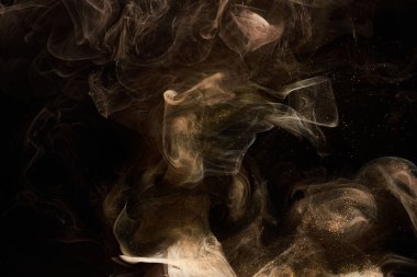 Sıvı akışkan sanat özgeçmişi. Koyu renkli duman dans eden akrilik boyalar su altında, uzay okyanusu, evren patlaması