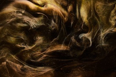 Sıvı akışkan sanat özgeçmişi. Koyu renkli duman dans eden akrilik boyalar su altında, uzay okyanusu, evren patlaması