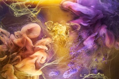 Sıvı akışkan sanat özgeçmişi. Su altında dans eden akrilik boya karışımı.