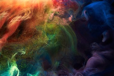 Sıvı akışkan sanat özgeçmişi. Su altında dans eden akrilik boya karışımı.