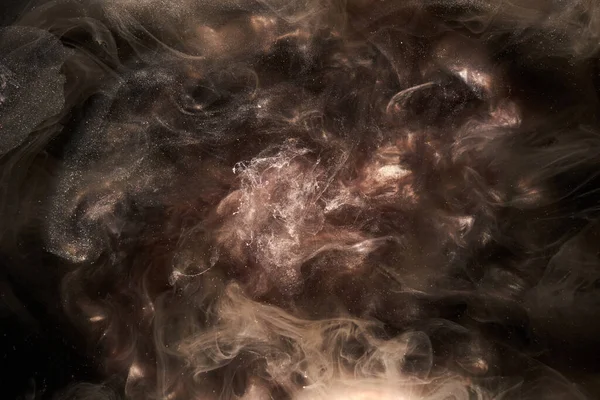 Sıvı akışkan sanat özgeçmişi. Koyu renkli duman dans eden akrilik boyalar su altında, uzay okyanusu, evren patlaması