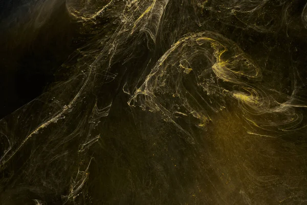 Жидкая Жидкость Искусства Абстрактного Фона Черные Желтые Акриловые Краски Водой — стоковое фото