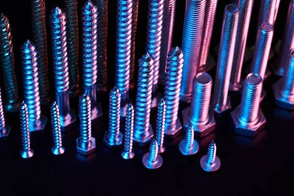 Zestaw Śrub Nakrętki Gwoździe Metalowe Elementy Złączne Narzędzia Materiałów Eksploatacyjnych — Zdjęcie stockowe