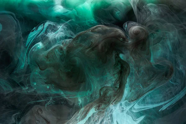 Vloeibare Vloeibare Kunst Abstracte Achtergrond Blauw Groene Acrylverf Onder Water — Stockfoto
