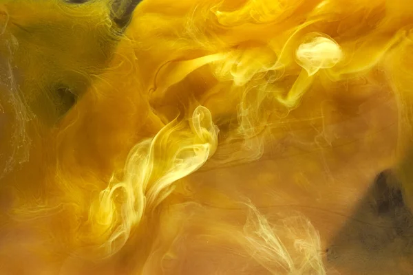 Рідке Рідинне Мистецтво Абстрактне Тло Жовті Танцюючі Акрилові Фарби Під — стокове фото