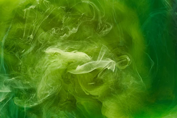 Liquide Fluide Art Abstrait Fond Peintures Acryliques Danse Verte Sous — Photo