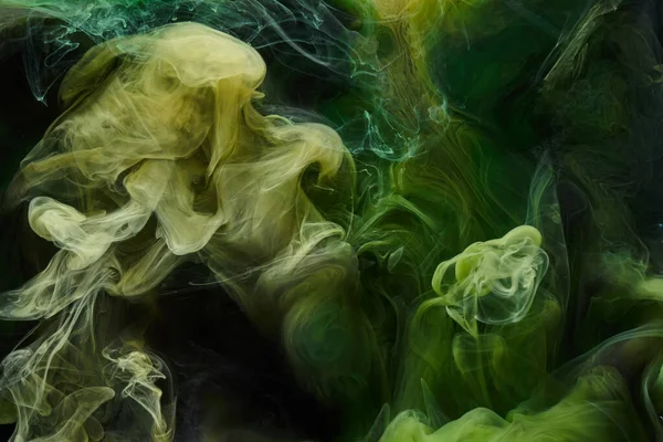 Arte Líquido Fluido Fondo Abstracto Pinturas Acrílicas Baile Verde Bajo — Foto de Stock
