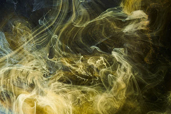Vloeibare Vloeibare Kunst Abstracte Achtergrond Zwarte Gele Dansen Acryl Verf — Stockfoto