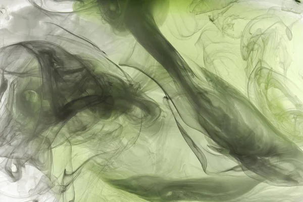 Groene Rook Abstracte Achtergrond Acrylverf Onderwater Explosie — Stockfoto