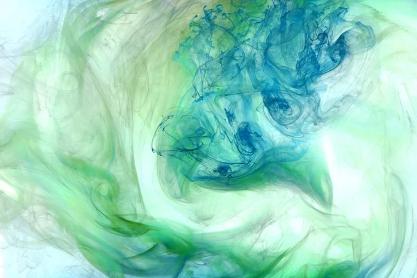 Verde Azul Fumaça Fundo Abstrato Tinta Acrílica Explosão Subaquática — Fotografia de Stock