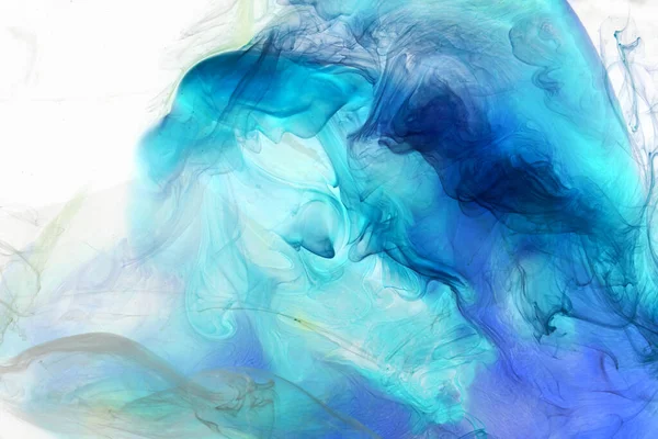 Blauer Mehrfarbiger Rauch Abstrakter Hintergrund Acrylfarbe Unter Wasser Explosion — Stockfoto