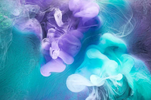 Fondo Abstracto Humo Multicolor Azul Pintura Acrílica Bajo Agua Explosión — Foto de Stock