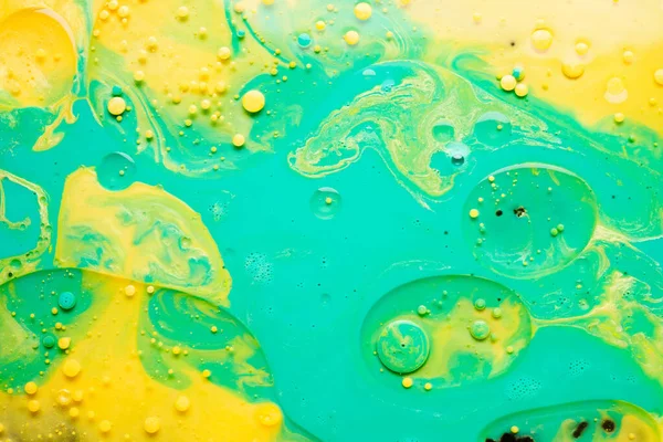 Alcohol Inkt Groen Geel Abstracte Achtergrond Natuurlijke Textuur Bellen Verf — Stockfoto