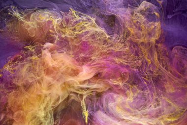 Çok renkli pembe duman soyut arka plan, su altında akrilik boya patlaması