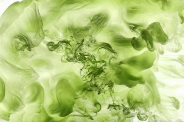 Yeşil duman soyut arka plan, su altında akrilik boya patlama