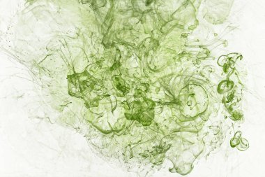 Yeşil duman soyut arka plan, su altında akrilik boya patlama