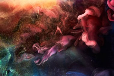 Sıvı akışkan sanat özgeçmişi. Su altında dans eden akrilik boya karışımı.