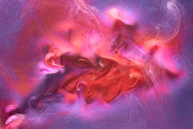 Mavi kırmızı renkli duman soyut arka plan, akrilik boya sualtı patlaması