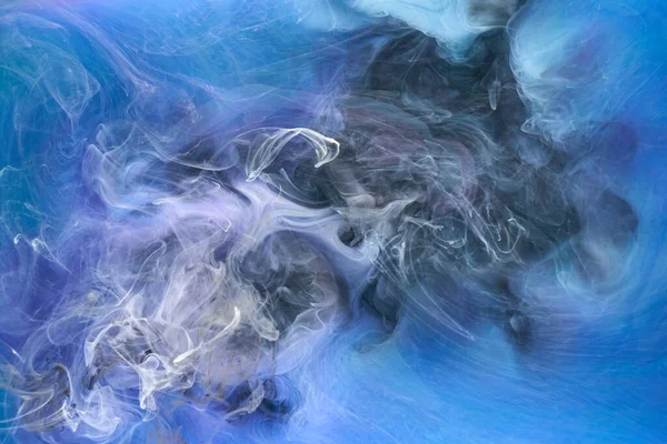Blauwe Veelkleurige Rook Abstracte Achtergrond Acrylverf Onderwater Explosie — Stockfoto