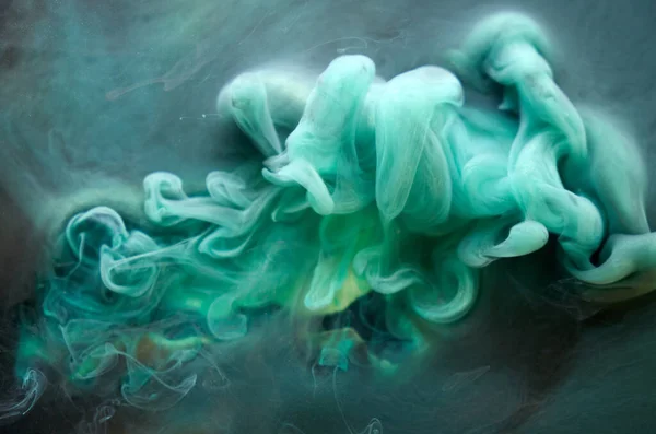 Fumaça Verde Fundo Abstrato Tinta Acrílica Explosão Subaquática — Fotografia de Stock