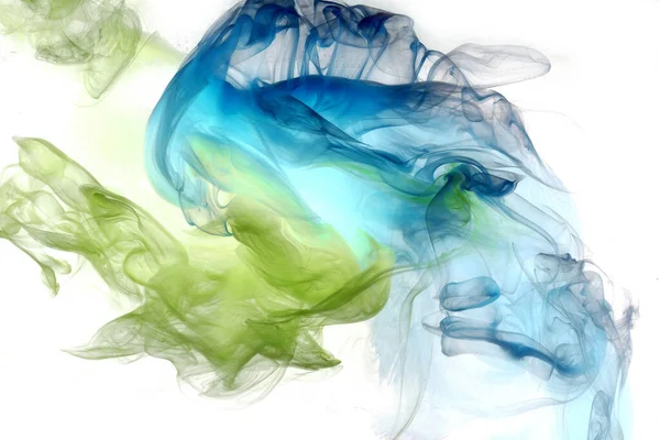 Fondo Abstracto Humo Verde Azul Pintura Acrílica Bajo Agua Explosión — Foto de Stock