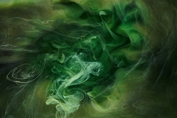 Vloeibare Vloeibare Kunst Abstracte Achtergrond Groene Dansen Acryl Verven Onder — Stockfoto