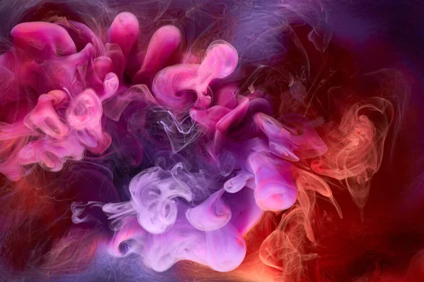 Multicolore Fumée Rose Fond Abstrait Peinture Acrylique Explosion Sous Marine — Photo