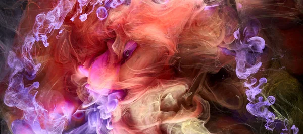 Veelkleurige Felle Contrasterende Donkere Rook Abstracte Achtergrond Acrylverf Onderwater Explosie — Stockfoto
