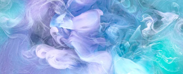 青い多色の煙抽象的な背景 アクリル塗料水中爆発 — ストック写真