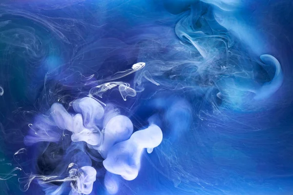Azul Fumaça Multicolorida Fundo Abstrato Tinta Acrílica Explosão Subaquática — Fotografia de Stock