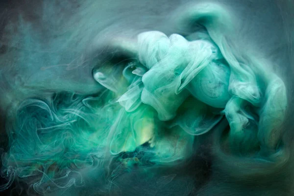 Zelený Kouř Abstraktní Pozadí Akrylové Barvy Pod Vodou Exploze — Stock fotografie