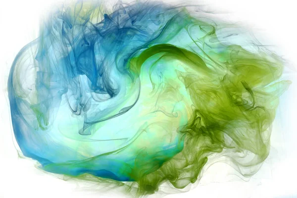 Fondo Abstracto Humo Verde Azul Pintura Acrílica Bajo Agua Explosión — Foto de Stock