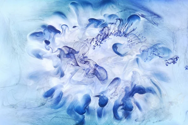 Arte Líquido Fluido Fondo Abstracto Pintura Acrílica Azul Bajo Agua — Foto de Stock