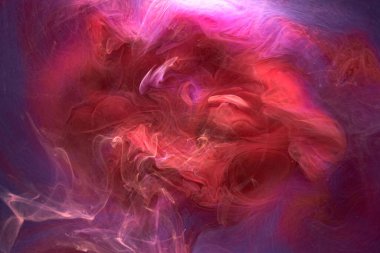 Mavi kırmızı renkli duman soyut arka plan, akrilik boya sualtı patlaması