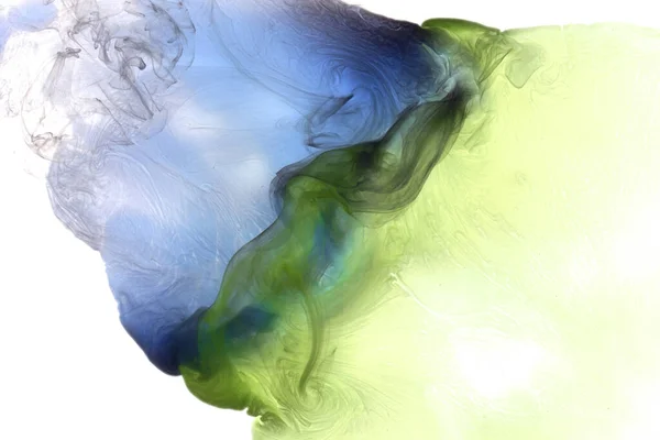 Fondo Abstracto Humo Verde Azul Pintura Acrílica Bajo Agua Explosión — Foto de Stock