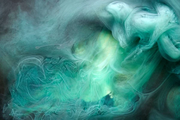 Zelený Kouř Abstraktní Pozadí Akrylové Barvy Pod Vodou Exploze — Stock fotografie