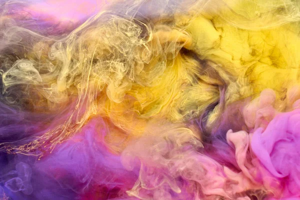 Fondo Abstracto Multicolor Amarillo Humo Rosa Pintura Acrílica Explosión Bajo — Foto de Stock