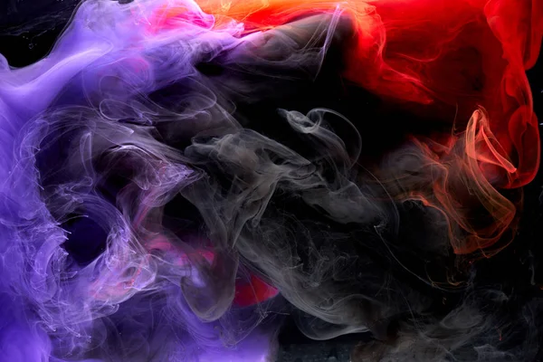 Modrá Červená Barevný Kouř Abstraktní Pozadí Akrylové Barvy Pod Vodou — Stock fotografie