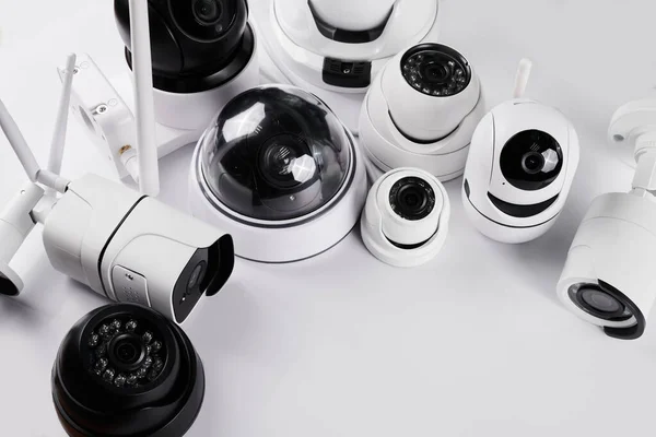 Övervakningskameror Olika Videokameror Cctv Kameror Isolerade Vit Bakgrund Koncept För — Stockfoto