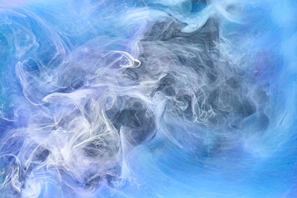 Modrý Mnohobarevný Kouř Abstraktní Pozadí Akrylové Barvy Pod Vodou Výbuch — Stock fotografie
