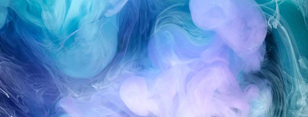 Blauwe Veelkleurige Rook Abstracte Achtergrond Acrylverf Onderwater Explosie — Stockfoto