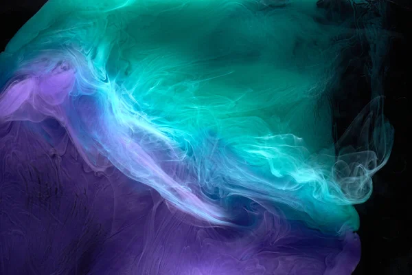 Fumo Roxo Verde Fundo Abstrato Tinta Acrílica Explosão Subaquática — Fotografia de Stock