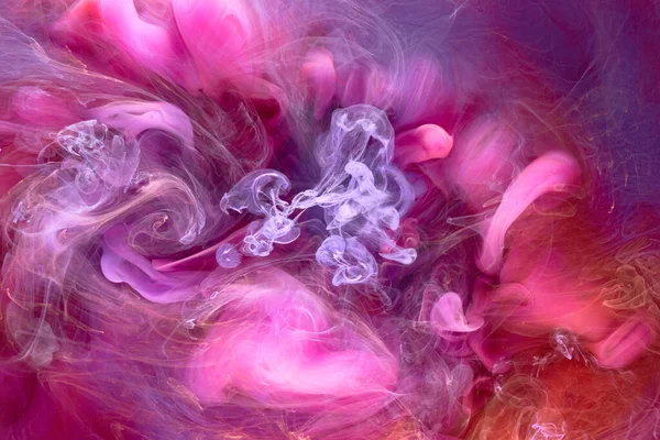 彩色粉红烟抽象背景 丙烯酸涂料水下爆炸 — 图库照片