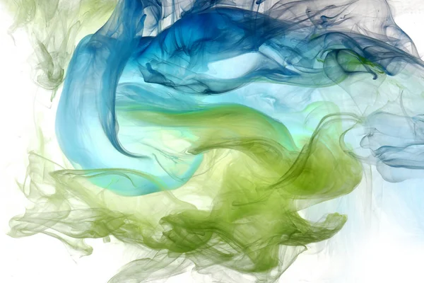 Fondo Abstracto Humo Verde Azul Pintura Acrílica Bajo Agua Explosión —  Fotos de Stock