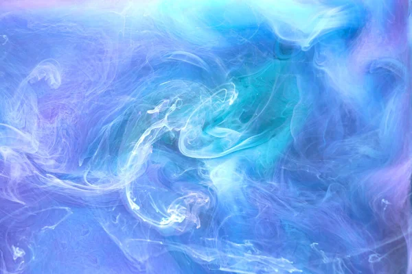 Fond Abstrait Fumée Multicolore Bleu Explosion Sous Marine Peinture Acrylique — Photo
