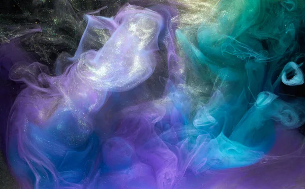Paars Lila Meerkleurige Rook Abstracte Achtergrond Acrylverf Onderwater Explosie — Stockfoto